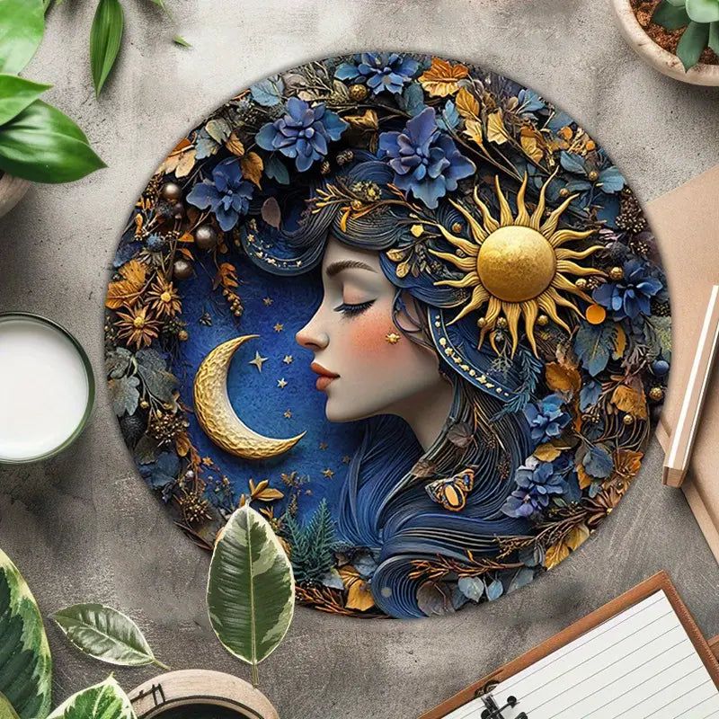 Sun Moon Goddess Wall Art Celestial Goddess Metal Sign-MoonChildWorld