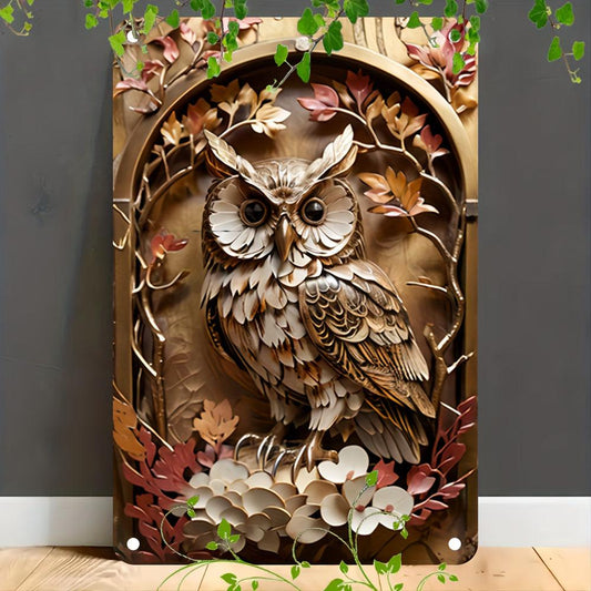 Owl Wall Sign Mystic Owl Metal Sign for Spirit Animal Home Decor