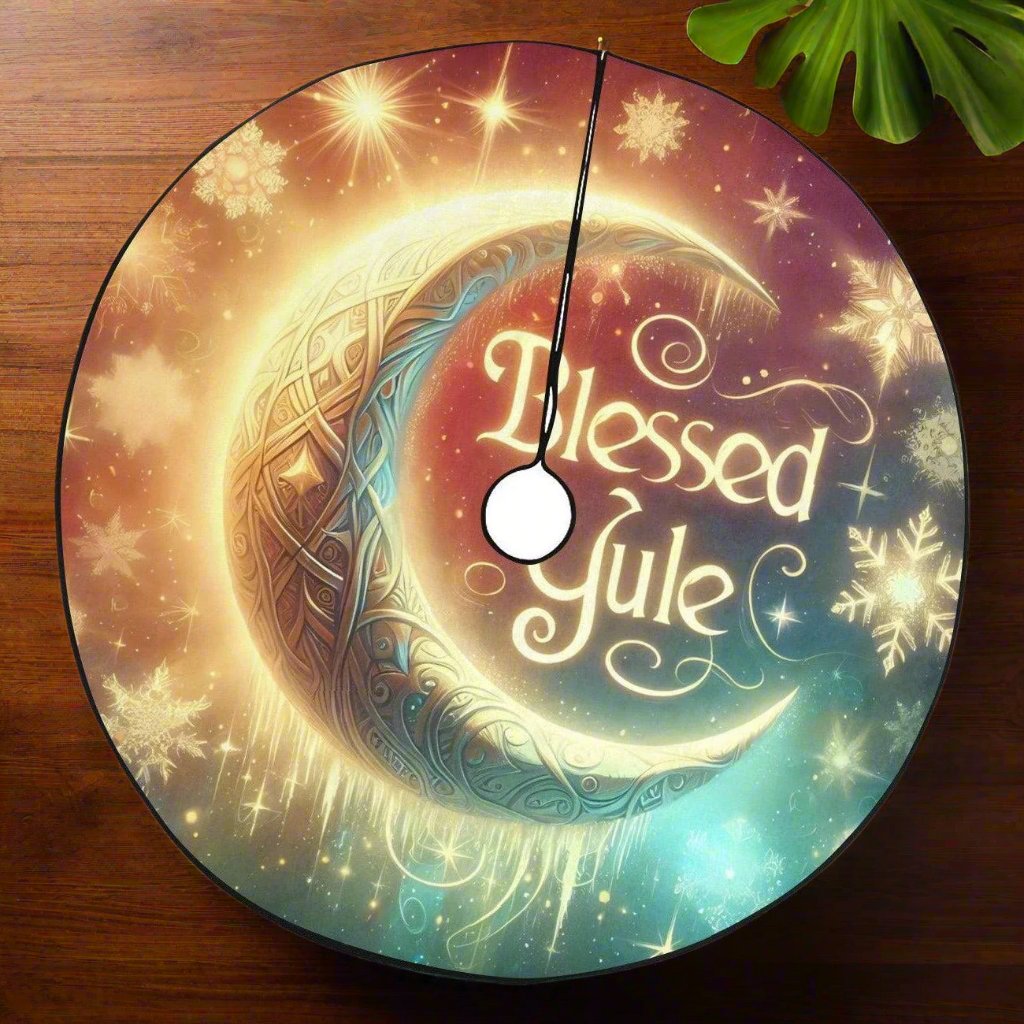 Celestial Moon Christmas Tree Skirt for Yule Decor-MoonChildWorld