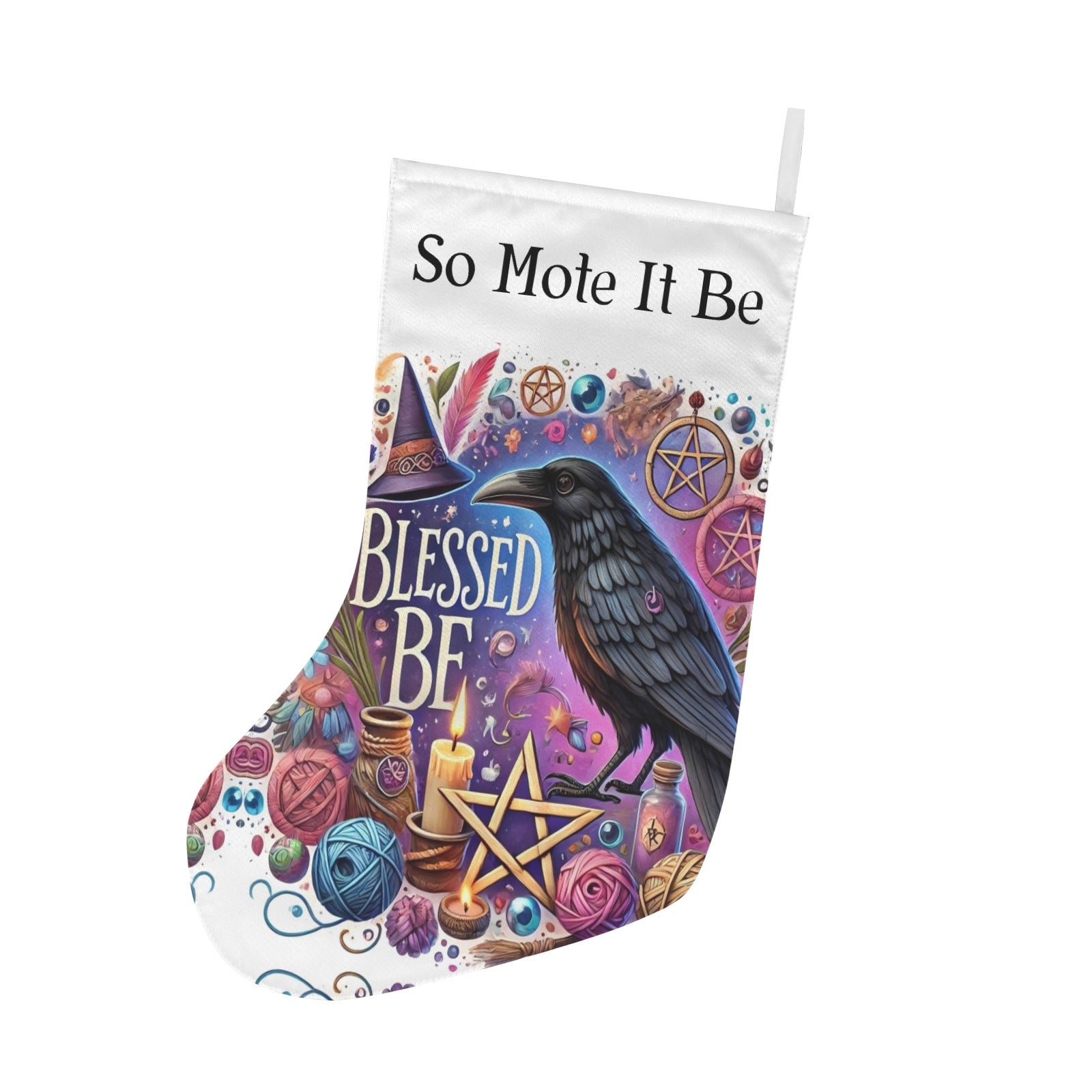 Witchy Raven Gothic Crow Christmas Stocking for Yule Decorations-MoonChildWorld