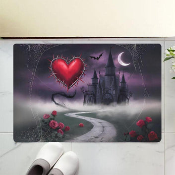 Gothic Castle Witchy Doormat for Halloween Valentine Day