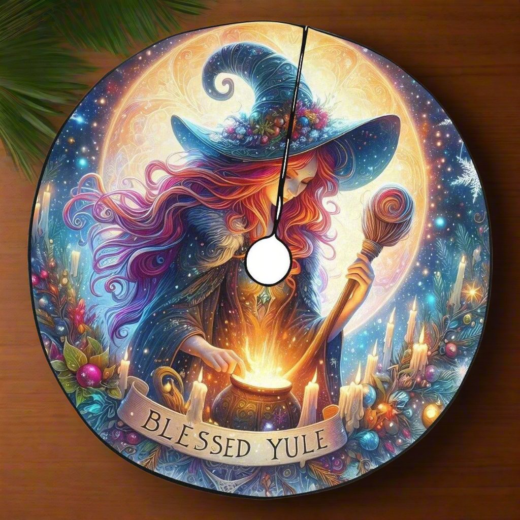 Mystic Witch Christmas Tree Skirt for Yule Decor-MoonChildWorld