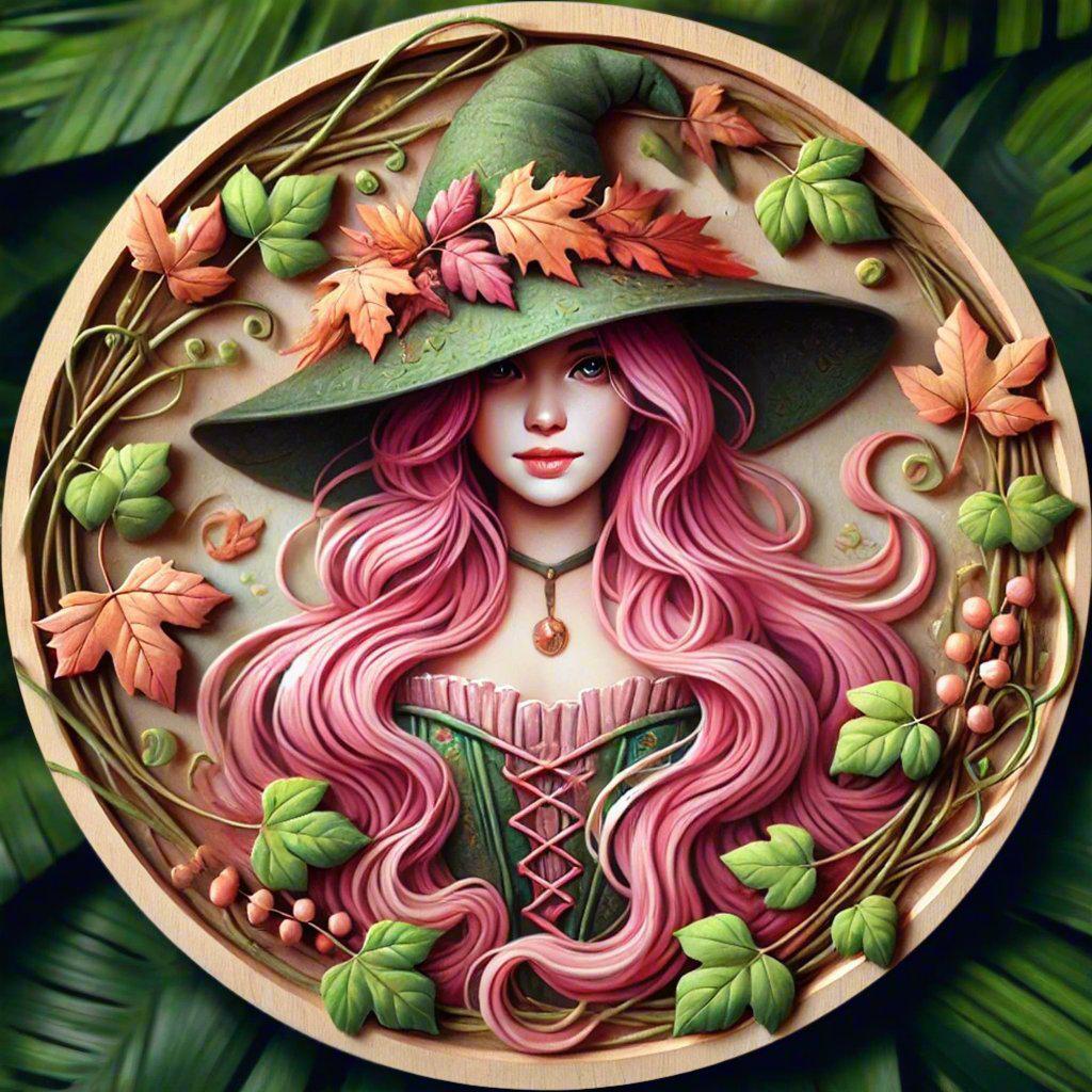 Enchanting Pink Witch Metal Sign-MoonChildWorld