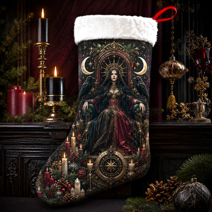 Dark Queen Christmas Stocking Gothic Victorian Witch Yule Decor