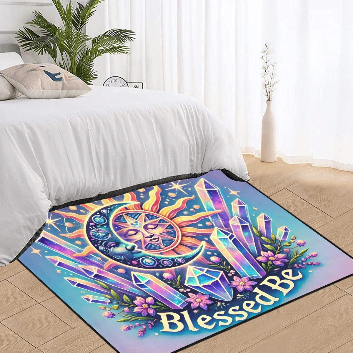 Crystal Witch Sun Moon Area Rug Blessed Be Wiccan Carpet-MoonChildWorld