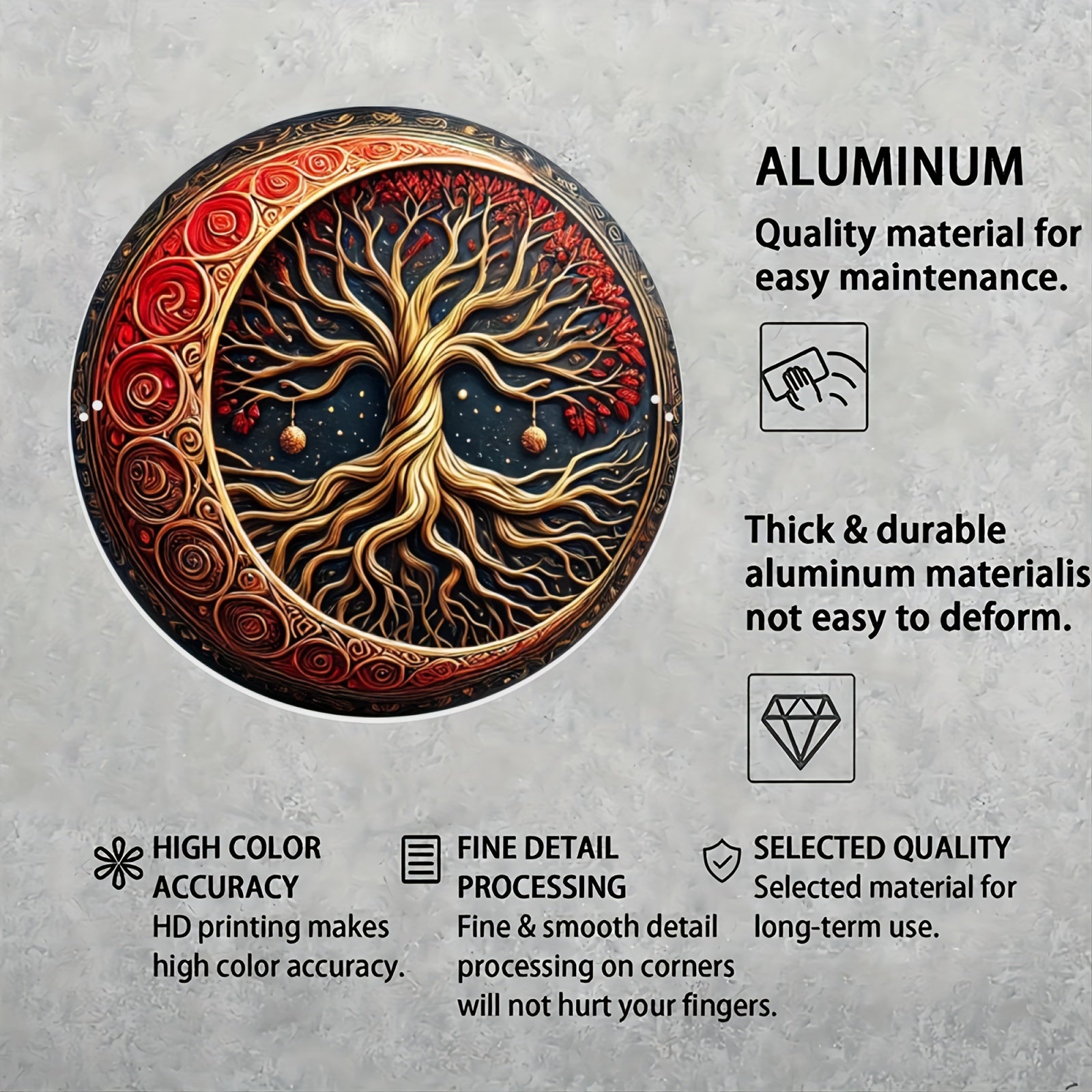 Red Golden Moon Tree Wall Art Tree of life Metal Sign Pagan Yule Home Decor-MoonChildWorld