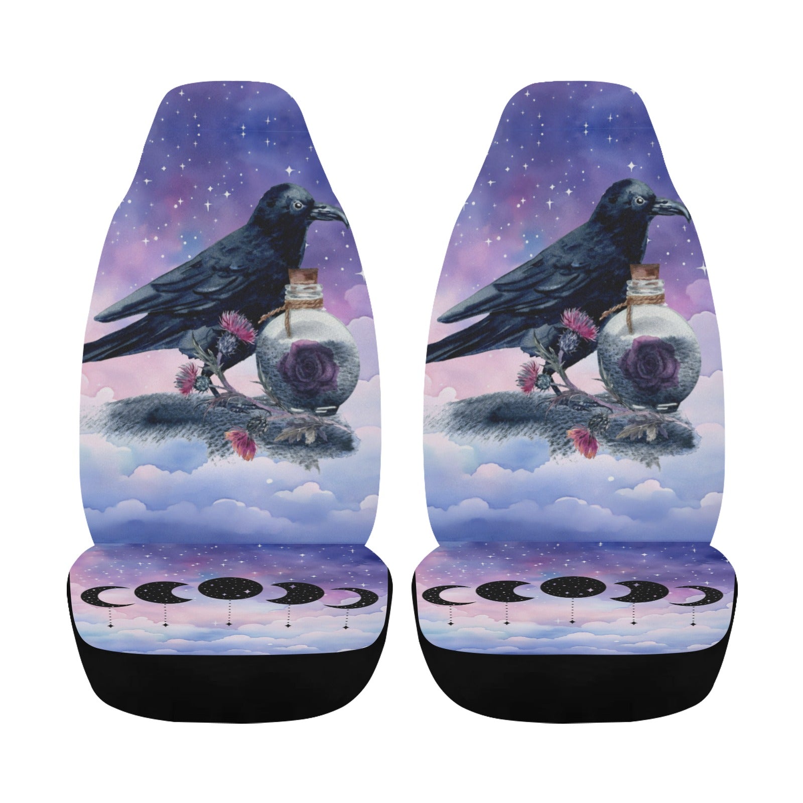 Moon Raven Witchy Car Seat Cover-MoonChildWorld