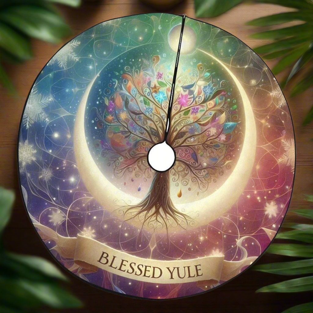 Spiritual Tree of Life Christmas Tree Skirt for Pagan Yule Decor-MoonChildWorld