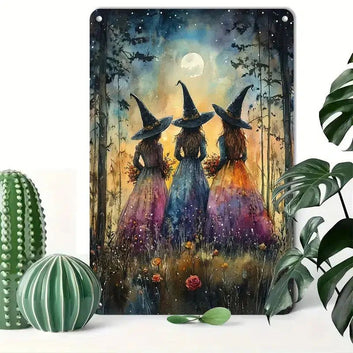 Forest Witches Wall Art Mystic Witch Metal Sign Halloween Home Decor