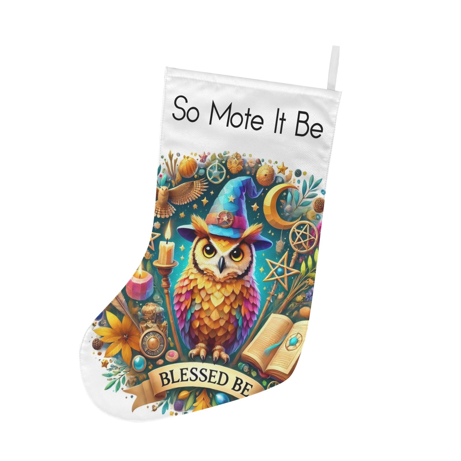 Witchy Owl Christmas Stocking for Yule Decorations-MoonChildWorld