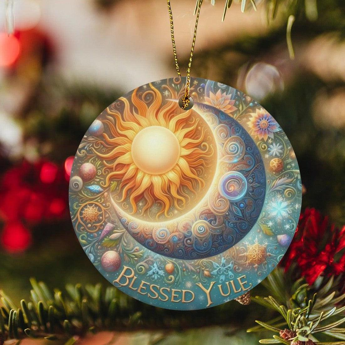 Sun Moon Ceramic Christmas Ornament for Yule Tree Decorations-MoonChildWorld