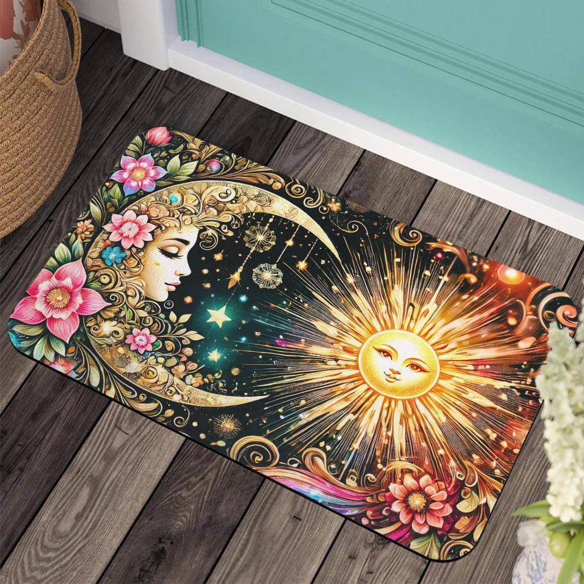 Celestial Sun and Moon Doormat Wicca Doormat for Pagan Home Decor-MoonChildWorld