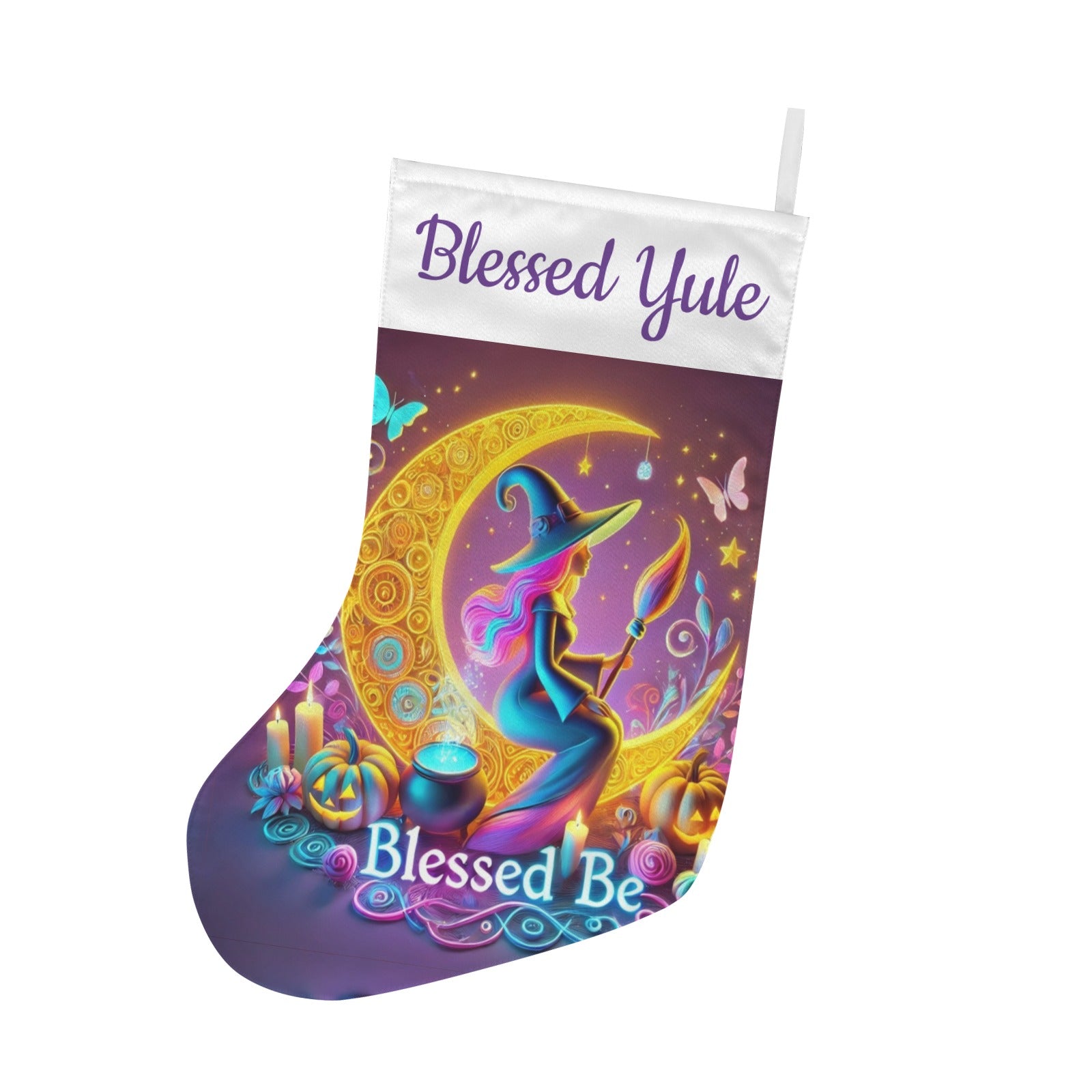 Moon Witch Christmas Stocking for Yule Decorations-MoonChildWorld