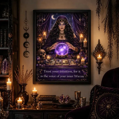 Fortune Teller Canvas Wall Art Sacred Decor - Witchy Black Framed Art Print for Wicca Altar_mockup_1.webp