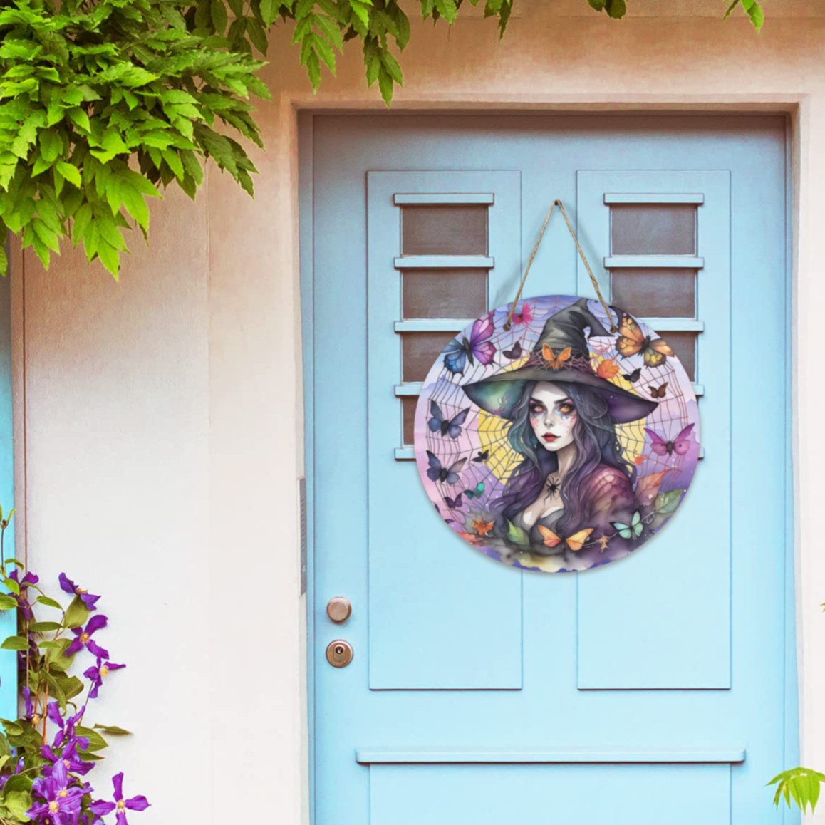 Beautiful Witch Halloween Door Sign-MoonChildWorld
