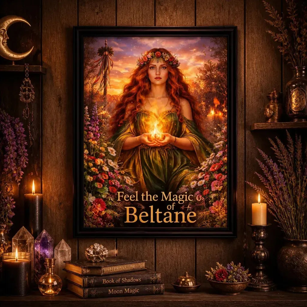 Beltane Pagan Goddess Canvas Wall Art - Black Framed Art Print Wiccan Altar Decor_mockup_2.webp