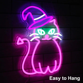 Witchy Cat Neon Sign Halloween LED Neon lights for Witch wall decoration