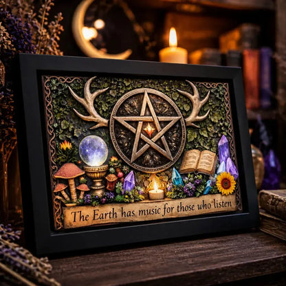 Wiccan Pentacle Black Framed Art Print - Pagan Canvas Decor for Mystical Home Decor_mockup_3.webp