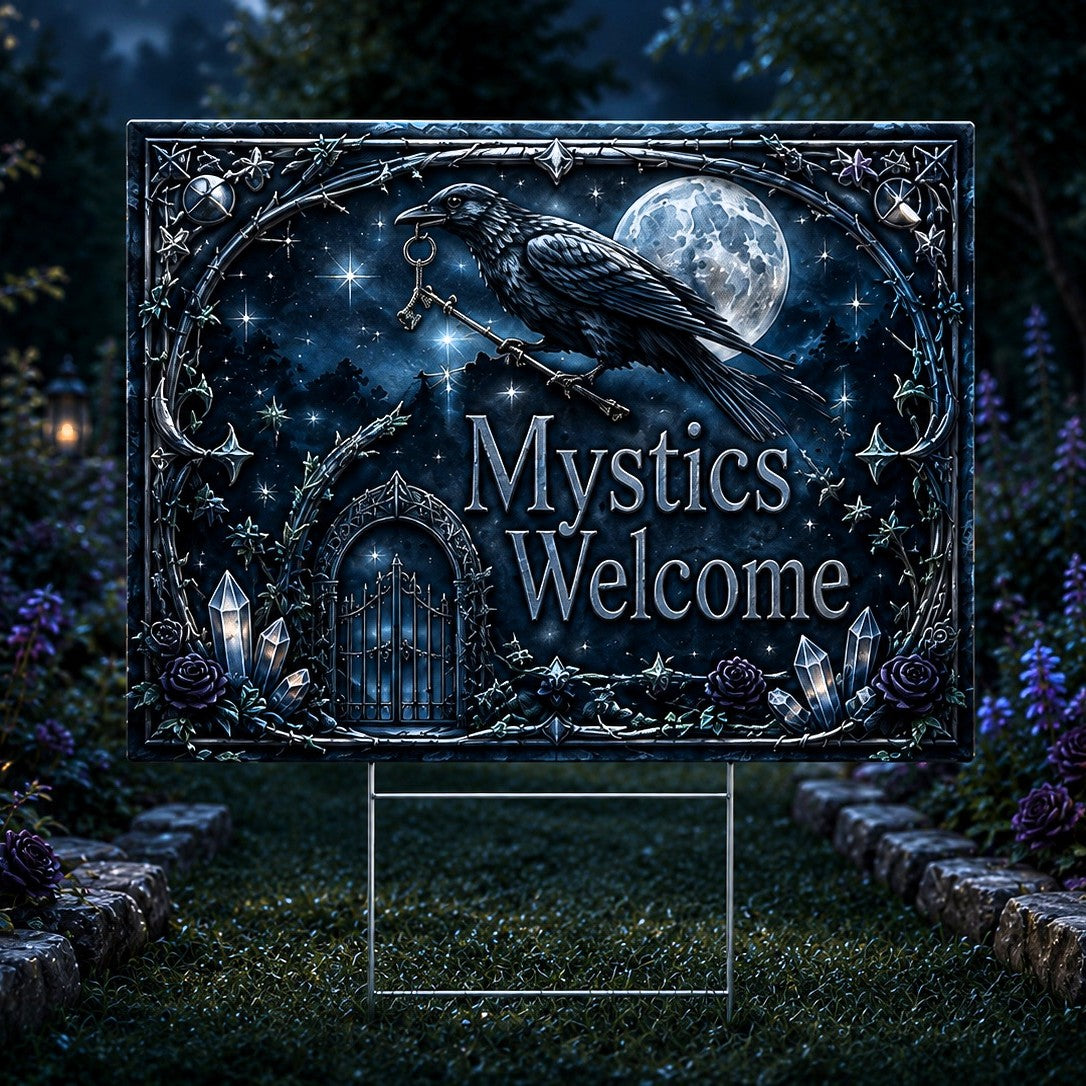 Mystics Welcome Wicca Yard Sign - garden display