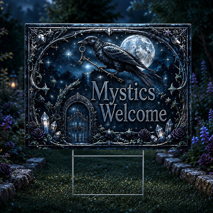 Mystics Welcome Wicca Yard Sign - garden display