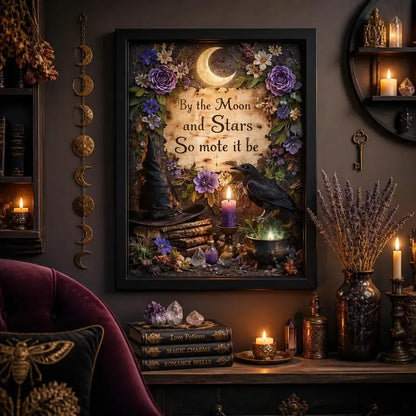 Dark Crow Canvas Wall Art - Black Framed Witchy Print for Mystic Home Decoration_mockup_1.webp