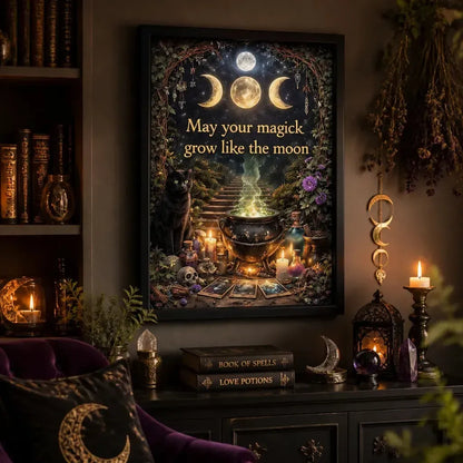 Mystical Wicca & Pagan Art Print - Witchcraft Black Framed Canvas Wall Decor for Witch_mockup_1.webp