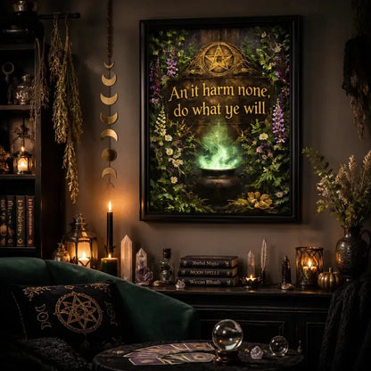 Pagan Witchy Canvas Wall Art - Black Framed Witchy Print for Wiccan Home Decor_mockup_1.webp