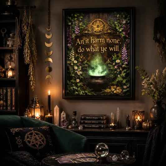 Pagan Witchy Canvas Wall Art - Black Framed Witchy Print for Wiccan Home Decor_mockup_1.webp