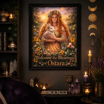 Ostara Pagan Goddess Canvas Wall Art - Black Framed Art Print Wiccan Wall Decor_mockup_1.webp