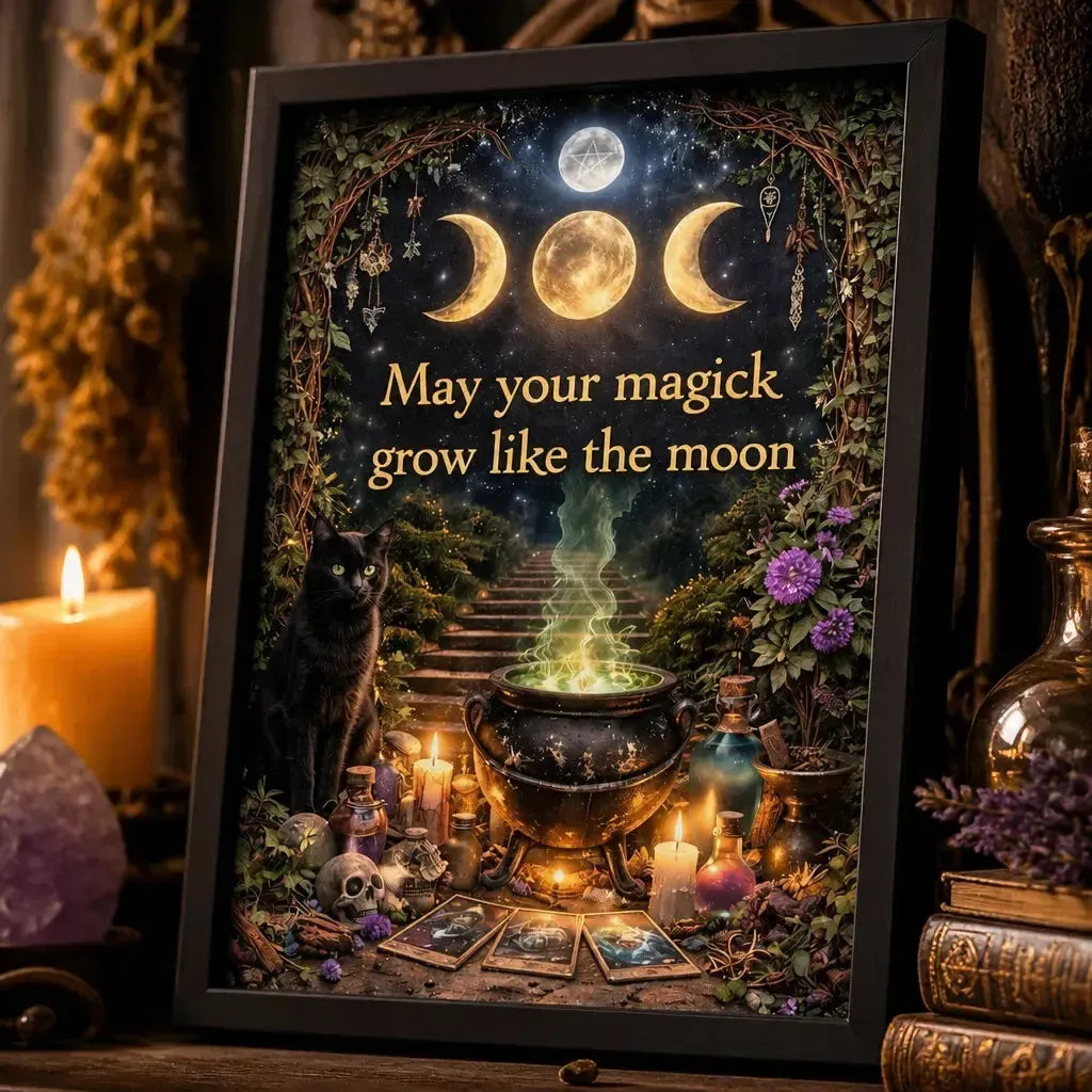 Mystical Wicca & Pagan Art Print - Witchcraft Black Framed Canvas Wall Decor for Witch_mockup_3.webp