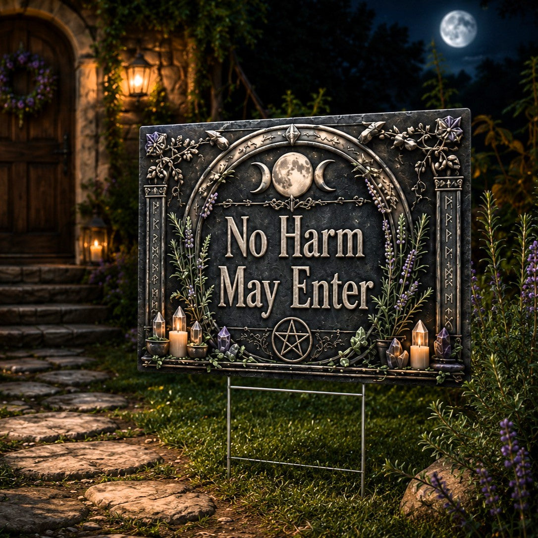 No Harm May Enter Wicca Yard Sign - garden display