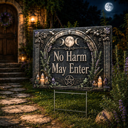 No Harm May Enter Wicca Yard Sign - garden display