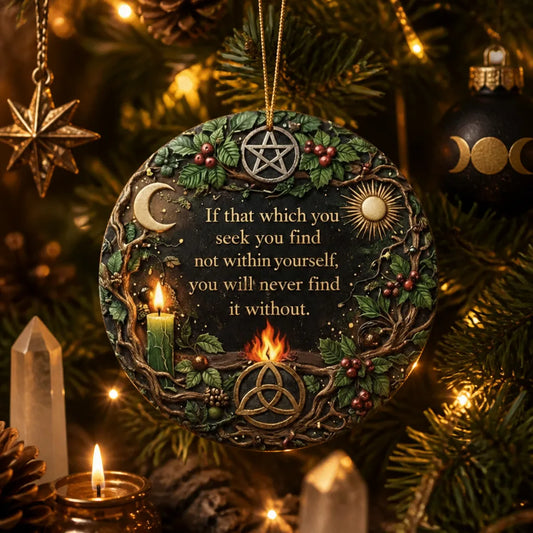 Mystic Wicca Yule Ceramic Ornament – Pagan Symbols Christmas Ornament_mockup_1.webp