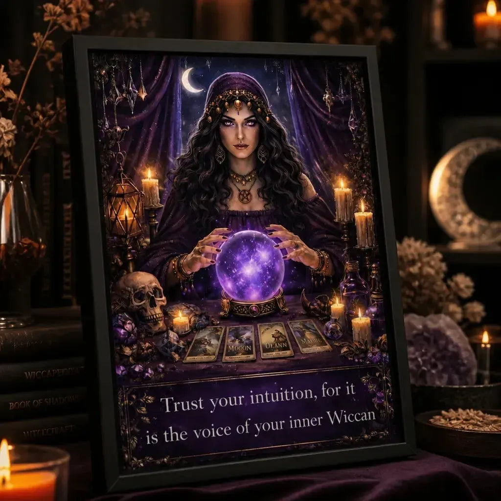 Fortune Teller Canvas Wall Art Sacred Decor - Witchy Black Framed Art Print for Wicca Altar_mockup_3.webp
