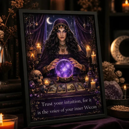 Fortune Teller Canvas Wall Art Sacred Decor - Witchy Black Framed Art Print for Wicca Altar_mockup_3.webp