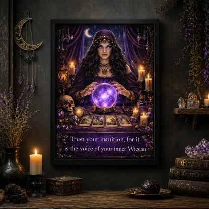 Fortune Teller Canvas Wall Art Sacred Decor - Witchy Black Framed Art Print for Wicca Altar_mockup_2.webp