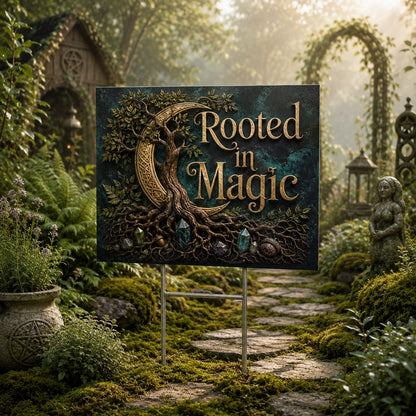 Rooted in Magic Wicca Yard Sign - front view