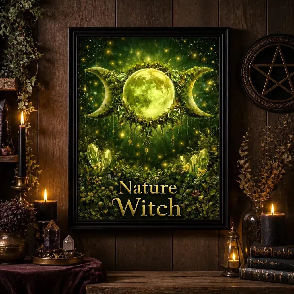 Triple Moon Pagan Home Decor - Black Framed Witchy Art Print Canvas for Wiccan Home Decor_mockup_2.webp