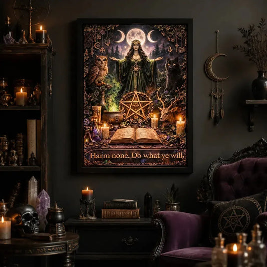 Mystical Wicca and Pagan Art Print - Black Framed Canvas Wall Decor for Witchcraft Lovers_mockup_1.webp