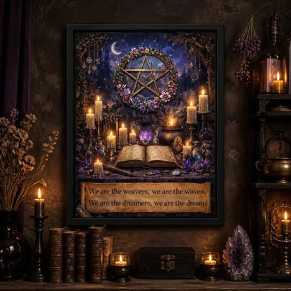 Sacred Pentacle Wicca Wall Art - Black Framed Witchcraft Canvas Print for Pagan Spiritual Decor_mockup_2.webp