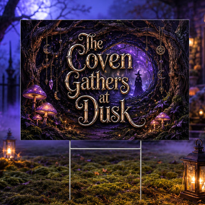 Witch Coven Halloween Yard Sign - front view