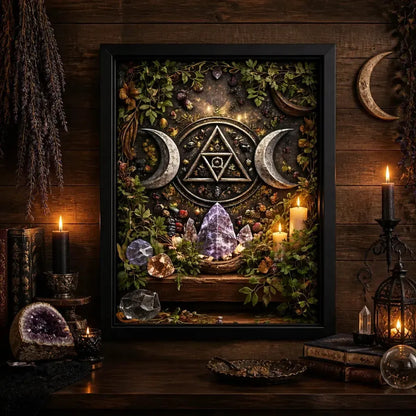 Witchcraft Triple Moon Canvas Wall Art - Black Framed Print for Wicca Altar & Sacred Space_mockup_2.webp
