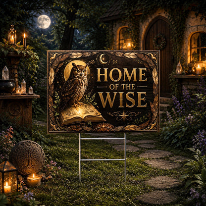 Home of the Wise Wicca Yard Sign - porch scene
