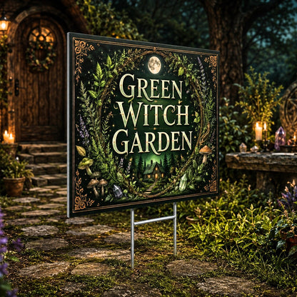 Green Witch Garden Wiccan Yard Sign - garden display