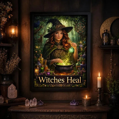 Magical Witch Wall Art - Black Framed Canvas Print for Wiccan & Pagan Decor_mockup_2.webp