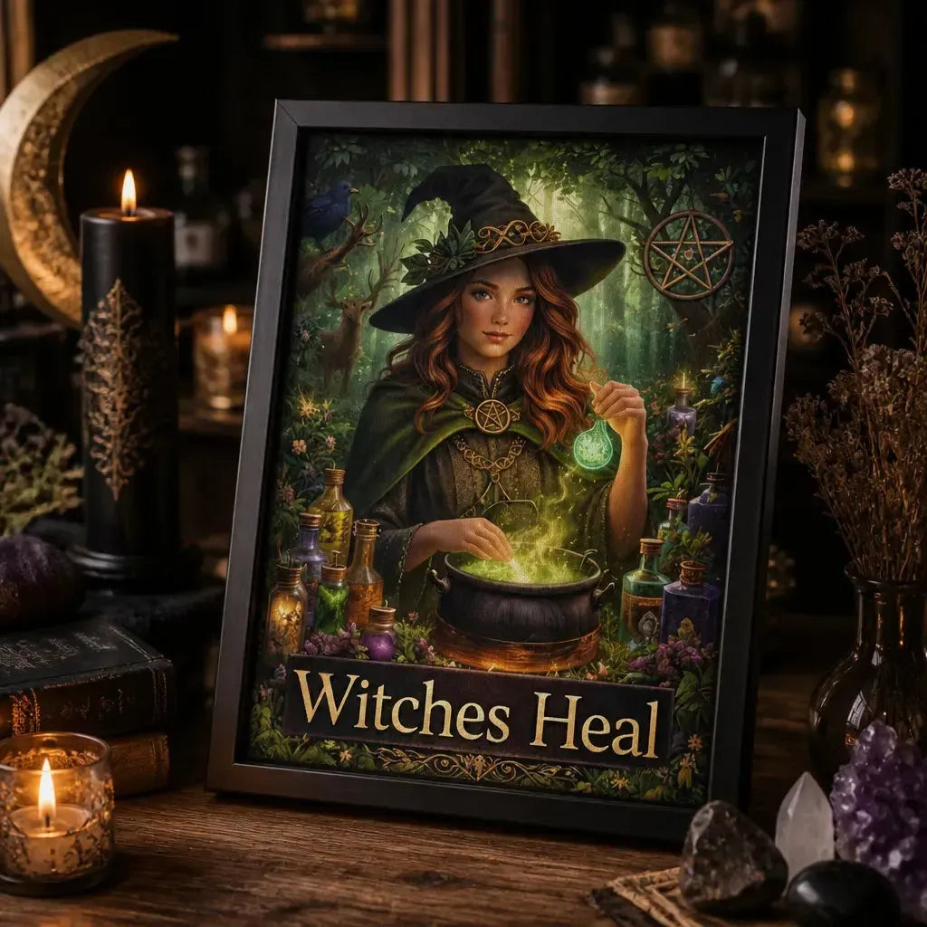 Magical Witch Wall Art - Black Framed Canvas Print for Wiccan & Pagan Decor_mockup_3.webp