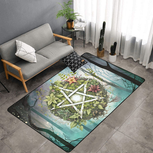 Pentagram area rug Wicca pagan rug