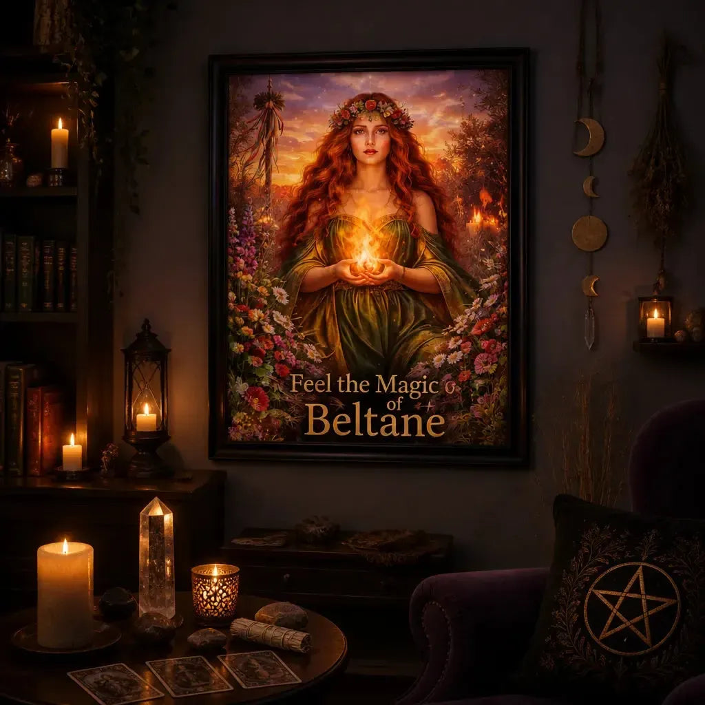 Beltane Pagan Goddess Canvas Wall Art - Black Framed Art Print Wiccan Altar Decor_mockup_1.webp