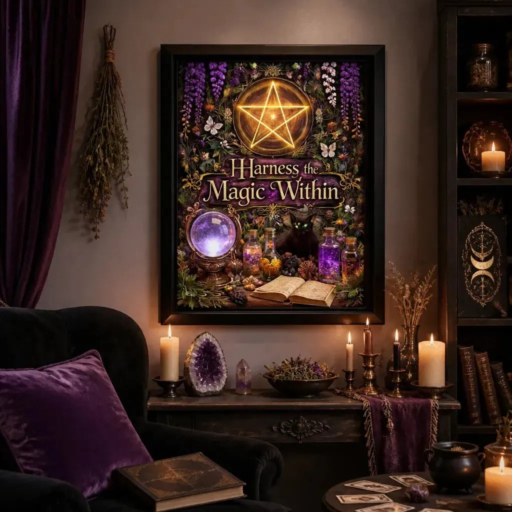 Sacred Pagan Canvas Wall Art - Black Framed Print for Wicca Altar & Sacred Space_mockup_1.webp