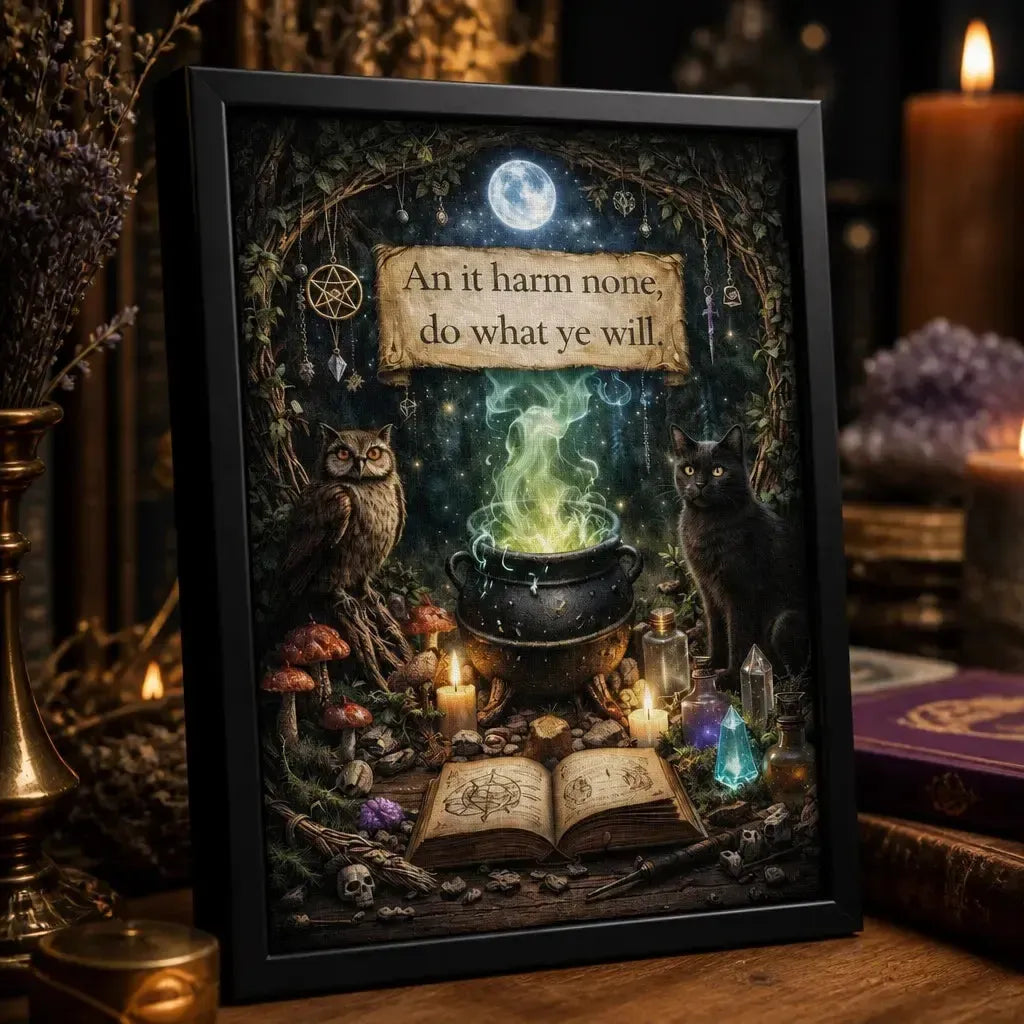 Spiritual Wicca Pagan Art - Black Framed Canvas Wall Print for Occult Witch Home Decor_mockup_3.webp